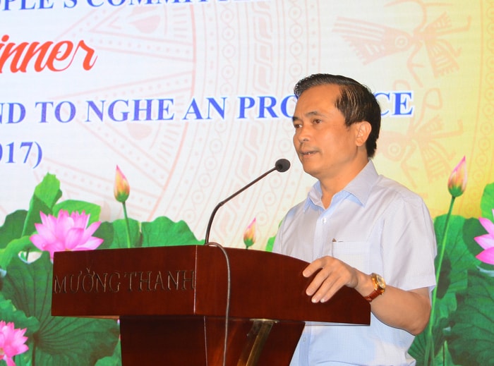 Phó Chủ tịch UBND tỉnh Lê Ngọc Hoa mong đoàn doanh nghiệp Thái Lan sẽ có chuyến công tác hiệu quả tại Nghệ An. Ảnh: T.G