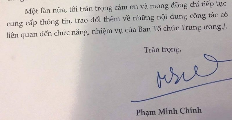 Trưởng ban Tổ chức Trung ương, Phạm Minh Chính, Lê Thanh Vân