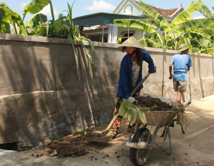 Vệ sinh môi trường phòng tránh muỗi đẻ trứng. Ảnh: T.S