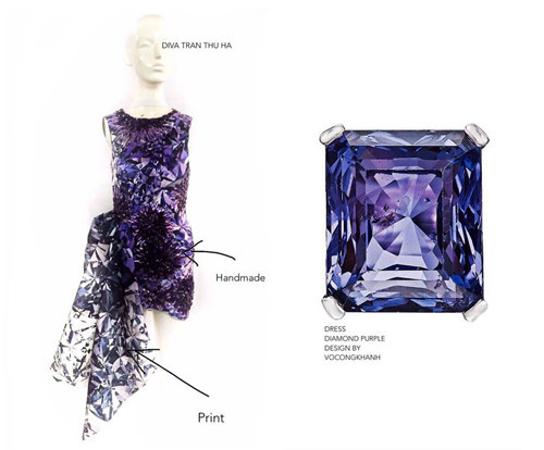 Mẫu váy này nhà thiết kế sinh năm 1983 cũng may riêng cho ca sĩ Trần Thu Hà và lấy cảm hứng vẻ đẹp lộng lẫy của kim cương. Ảnh: NVCC. 