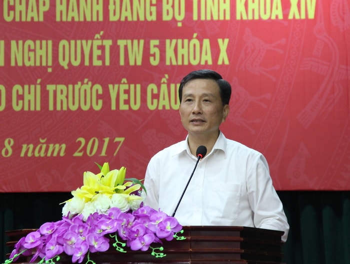 Đồng chí Lê Quang Huy - Phó Bí thư Tỉnh ủy, nhấn mạnh: Sẽ xử lý nghiêm các trường hợp phát biểu, phát ngôn thiếu căn cứ, vi phạm nguyên tắc của Đảng. Ảnh: Mai Hoa