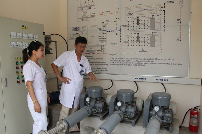 Hệ thống vận hành xử lý nước thải tại Bệnh viện Lao và bệnh Phổi Nghệ An. Ảnh: Mai Hoa