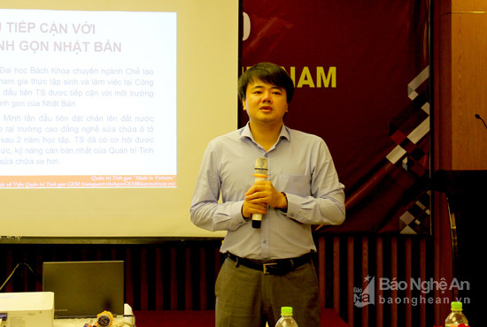 Tiến sĩ Nguyễn Đăng Minh – Chủ tịch Hội đồng tư vấn Viện Quản trị Tinh gọn GKM giảng dạy tại hội thảo. Ảnh: Quang An