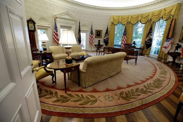 Văn phòng hình bầu dục của Nhà Trắng được nhìn thấy sau khi đổi mới ở Washington, ngày 22 tháng 8 năm 2017