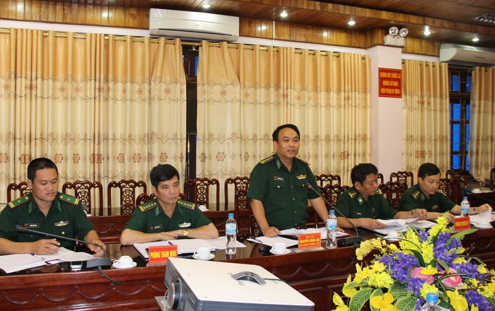 Đại tá Nguyễn Công Lực - Phó Chỉ huy trưởng BCH Bộ đội Biên phòng tỉnh làm rõ một số vấn đề mà Ban Pháp chế quan tâm. Ảnh: Mai Hoa