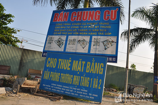 Thành phố Vinh đang có nhiều dự án chung cư được đầu tư xây dựng, tuy nhiên,rất nhiều tồn tại diễn ra ở  các chung cư. Ảnh: Thu Huyền