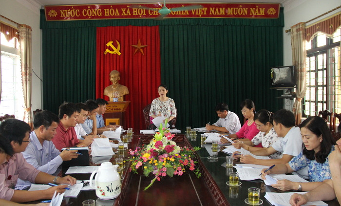 Bà Nguyễn Thị Lan - Phó trưởng ban Văn hóa - Xã hội, HĐND tỉnh chủ trì cuộc làm việc. Ảnh: Mai Hoa