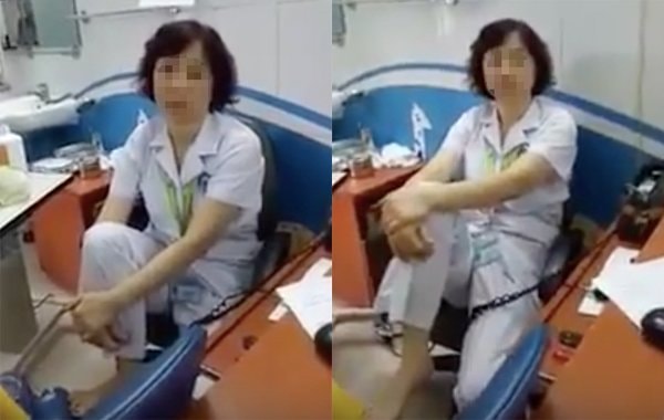 Bệnh viện Mắt trung ương, gác chân lên ghế, bác sĩ