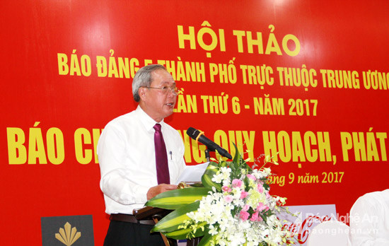 Đồng chí - Tổng biên tập báo Đà Nẵng phát biểu tại Hội thảo. Ảnh: Hoàng Vĩnh