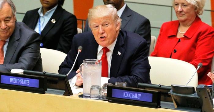 Tổng thống Mỹ Donald Trump trong một phiên họp tại trụ sở LHQ ở New York ngày 18/9. Ảnh: Reuters