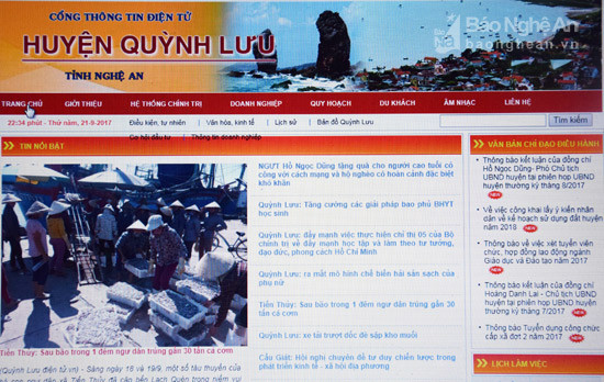  Cổng thông tin huyện Quỳnh Lưu có lượng tin, bài, văn bản được cập nhật nhiều nhất trong số .... Cổng TTĐT cấp 2 trong tỉnh từ tháng 12/2016 đến nay. Ảnh: Xuân Hoàng