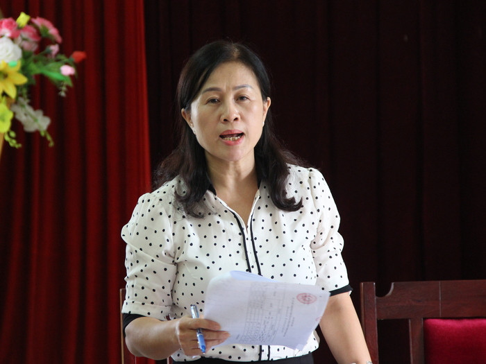 Phó trưởng ban Dân tộc HĐND tỉnh Lục Thị Liên kết luận tại cuộc làm việc. Ảnh: Minh Chi