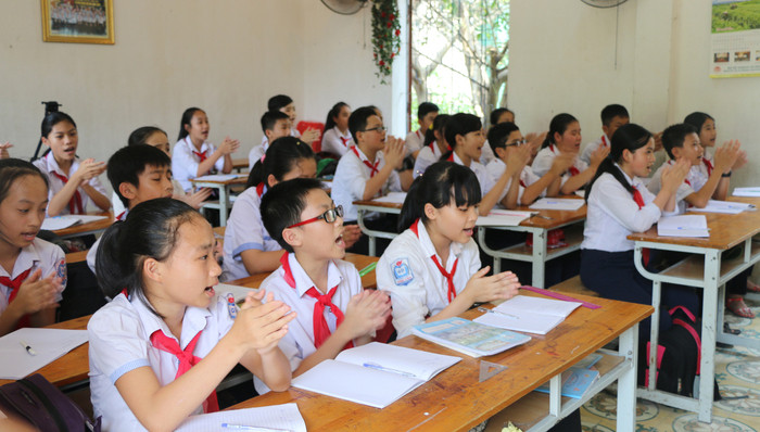 Học sinh Trường THCS Vinh Tân (thành phố Vinh). Ảnh: M.H