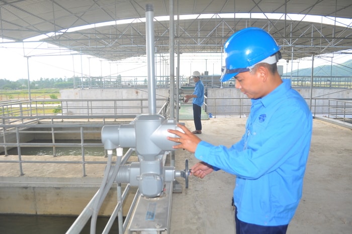Hệ thống bể lắng lọc Trạm cấp nước Cầu Bạch (Nam Đàn).Ảnh: Hoàng Vĩnh