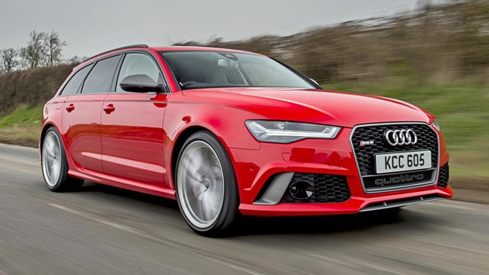 Audi RS6 Avant Performance: Đây là phiên bản mạnh mẽ của mẫu xe RS6. RS6 Performance sở hữu khối động cơ V8 4.0l tăng áp kép có công suất 605 mã lực và mô-men xoắn cực đại 750 Nm.  Xe có khả năng tăng tốc 0-100 km/h chỉ mất 3,7 giây, tương đương nhiều siêu xe hiện nay. Mức giá khởi điểm xe là 137.803 USD.