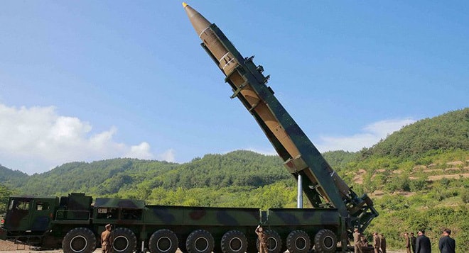 Triều Tiên thử tên lửa ngày 4/7/2017. Ảnh: KCNA.