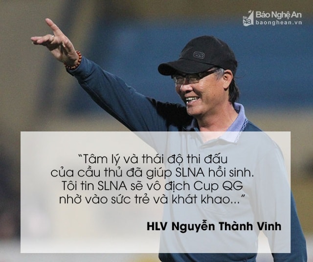 HLV Nguyễn Thành Vinh dành những lời khen cho SLNA sau chuỗi trận bất bại. Ảnh: Hoài Hoan