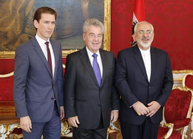 Ngoại trưởng Sebastian Kurz (phải) với các nhà lãnh đạo bên lề cuộc đàm phán về chương trình hạt nhân Iran. Ảnh BBC