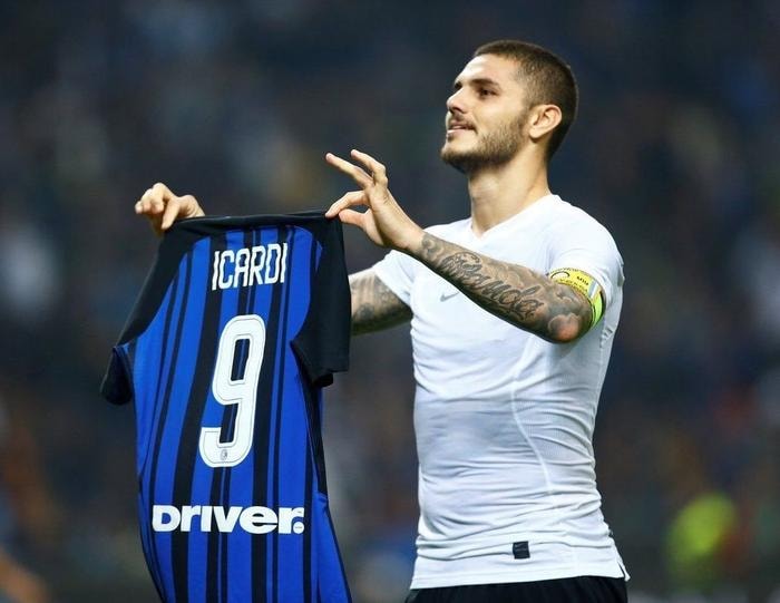 Pha ăn mừng của Mauro Icardi trong trận Inter Milan 3 - 2 AC Milan. Ảnh: Internet