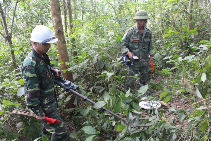 Chặt cây, giải phóng mặt bằng tại khu vực cưỡng chế. Ảnh: Lân Thảo