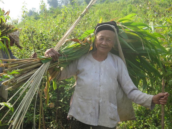 5.Năm nay đã 78 tuổi nhưng bà Lô Thị Liên vẫn tham gia sản xuất cùng với Hội Người cao tuổi vì bà cho rằng “ Tham gia vừa kiếm thêm thu nhập vừa được thường xuyên gặp gỡ trò chuyện với các cụ trong hội nên khi nào cũng thấy vui vẻ. Đặc biệt mình làm còn làm gương cho con cháu nữa” Ảnh: Đình Tuân 