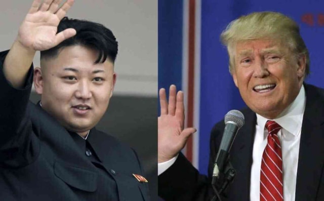 Tổng thống Mỹ Donald Trump (phải) và nhà lãnh đạo Triều Tiên Kim Jong-un. Ảnh: Getty