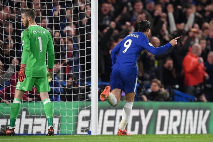 Morata hạ gục De Gea mang về chiến thắng quý giá cho Chelsea. Ảnh: Internet