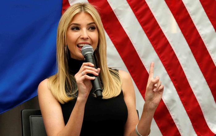 Ivanka Trump có bài diễn thuyết tại Viện Hòa bình của Mỹ tháng 5/2017. Ảnh: AP