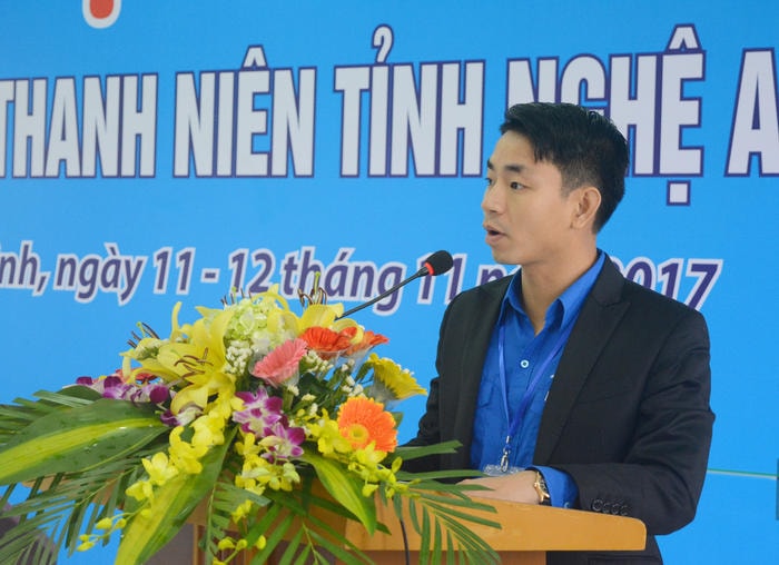 Đồng chí Nguyễn Xuân Tiệp - Phó Bí thư Tỉnh đoàn, Trưởng Ban tổ chức hội thi phát biểu khai mạc. Ảnh: T.G