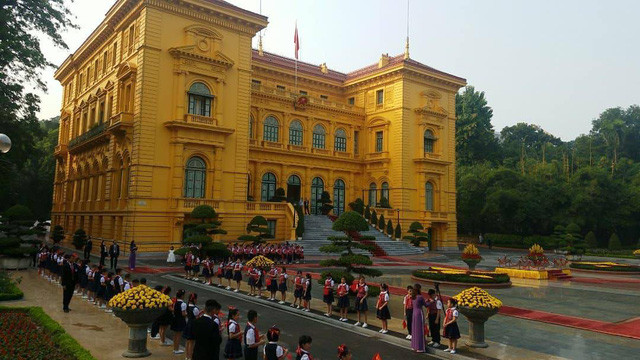 Lễ đón chính thức Tổng Bí thư - Chủ tịch Trung Quốc Tập Cận Bình diễn ra tại Phủ Chủ tịch lúc 16h chiều nay (ảnh: Trọng Trinh)