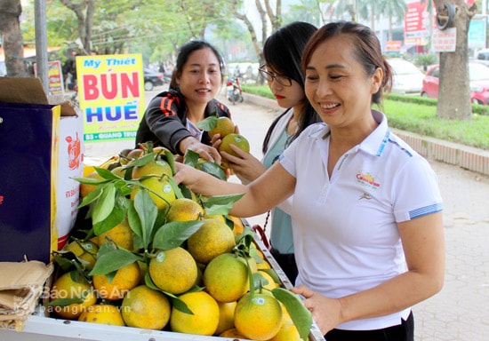  Cam Vinh dán tem truy xuất nguồn gốc điện tử được bán tại cửa hàng trên đường Quang Trung - Thành phố Vinh. Ảnh: Quang An