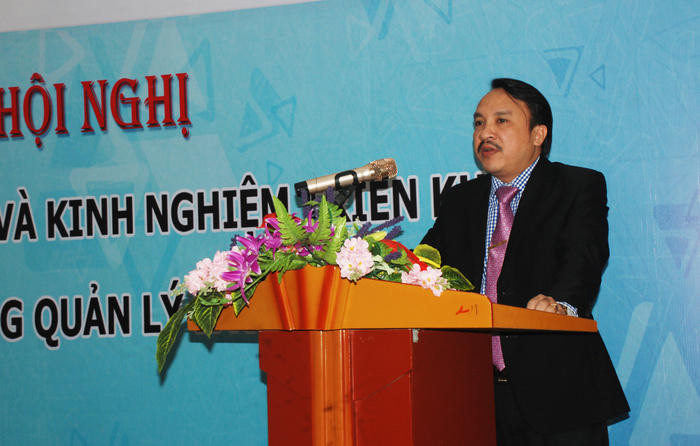 Tiến sĩ Dương Đình Chỉnh-  Quyền Giám đốc Sở Y tế phát biểu tại hội nghị. Ảnh: Trang Tiến