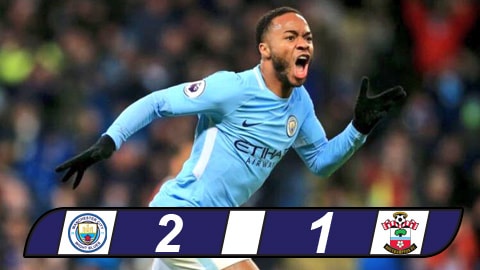 Sterling tỏa sáng phút bù giờ thứ 6, Man City vững ngôi đầu