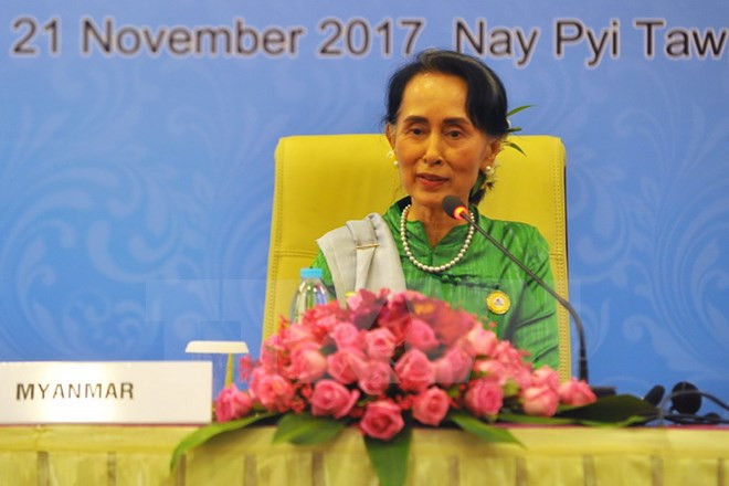 Cố vấn Nhà nước Myanmar Aung San Suu Kyi . (Nguồn: AFP/TTXVN)