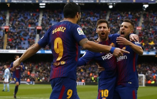 Sự xuất sắc của Messi – Suarez – Alba vẫn không thể giúp Barcelona vượt qua Celta Vigo. Ảnh: Internet