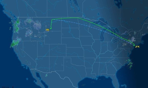 Phi cơ hãng hàng không Delta phải đổi lộ trình, hạ cánh xuống Billings, Montana, do nhà vệ sinh trên khoang gặp sự cố.