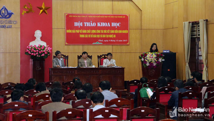 Hội thảo khoa học có sự tham gia của đại diện các sở, ban, ngành và đông đảo cán bộ, giáo viên đến từ các trường học trên địa bàn. Ảnh: Mỹ Hà