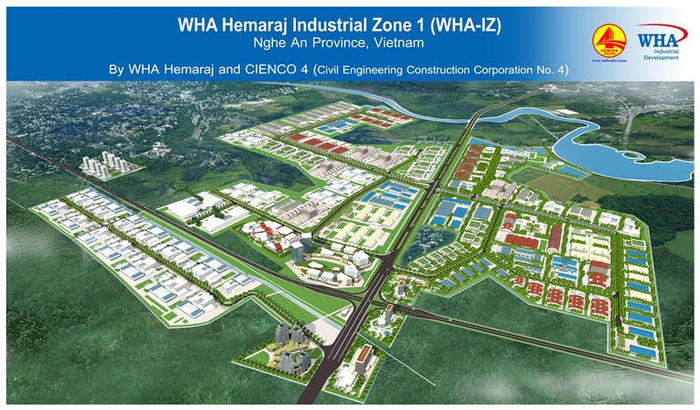 Phối cảnh Khu công nghiệp WHA Hemaraj - Nghệ An. Ảnh Hemaraj cung cấp