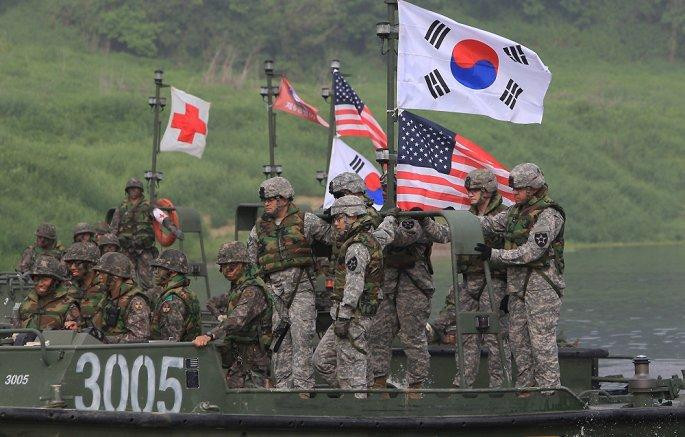 Quân đội Mỹ và quân đội Hàn Quốc tập trận. (Ảnh: Chung Sung-jun)