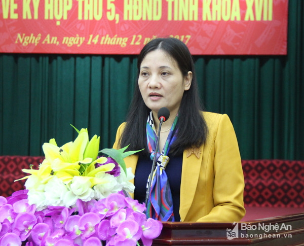 Phó Chủ tịch HĐND tỉnh Cao Thị Hiền khẳng định, dự thảo đề án đã đề cập toàn diện các hoạt dộng của HĐND tỉnh. Ảnh: Mai Hoa