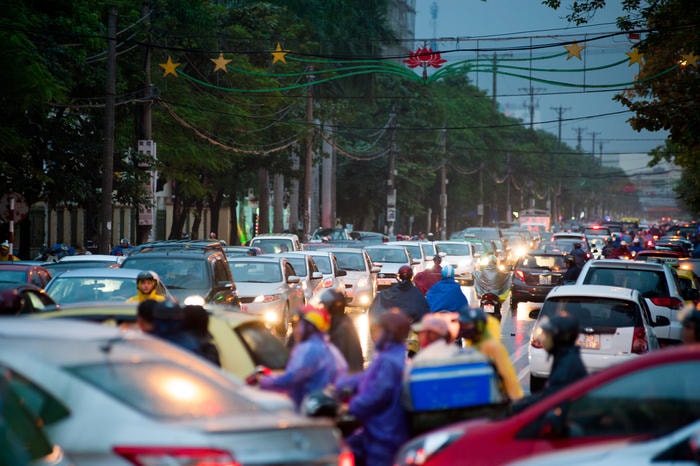 Tắc đường ở thành phố Vinh.