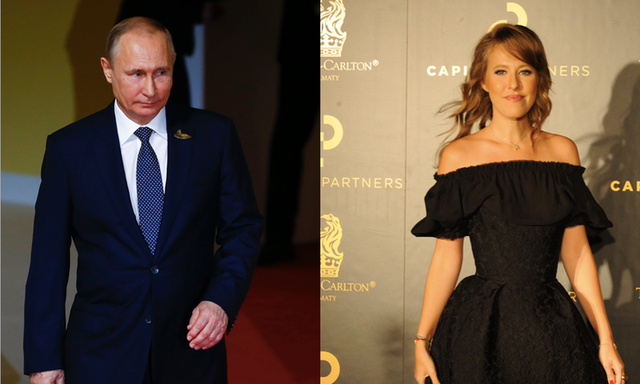 Tổng thống Nga Vladimir Putin (trái) và cô Ksenia Sobchak. Ảnh: Getty