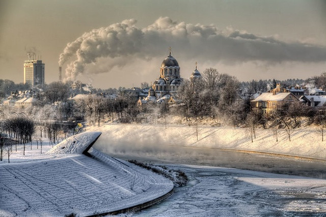 Mùa đông ở thủ đô Vilnius của Litva. Thời điểm chụp bức ảnh này, nhiệt độ ngoài trời đang là -25 độ C.