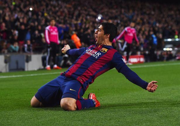 Suarez ăn mừng bàn thắng đầu tiên vào lưới Real Madrid diễn ra năm 2015. Ảnh: Internet