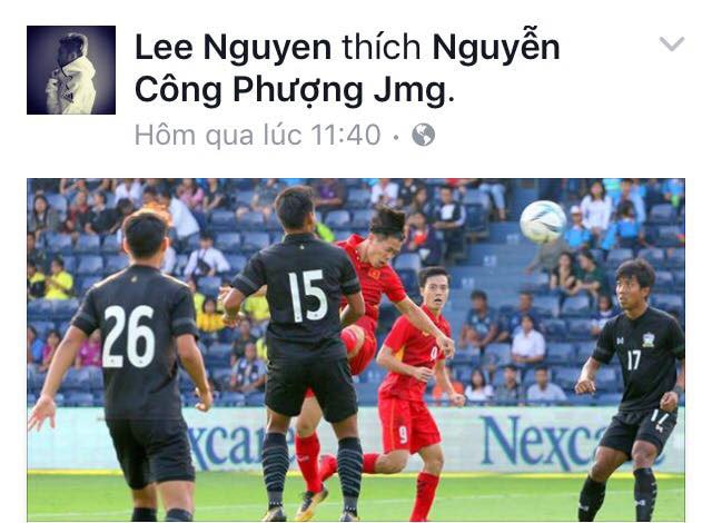 Sau khi đi biền biệt, Lee Nguyễn bắt đầu quan tâm đến ngôi sao V.League. Ảnh chụp màn hình
