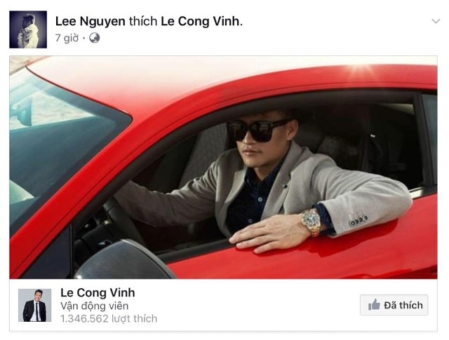 Lee Nguyễn bắt đầu quan tâm đến quyền chủ tịch Lê Công Vinh của CLB TP Hồ Chí Minh. Ảnh chụp màn hình
