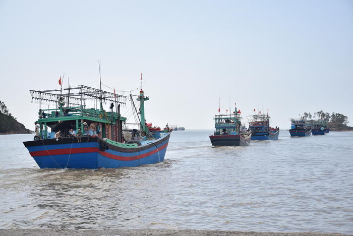 Các đội tàu cá ở Nghệ An ngày càng được tăng cường thêm nhiều tàu to, máy lớn. Ảnh: Xuân Hoàng