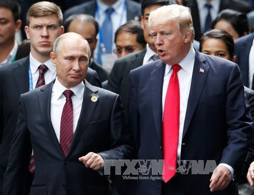 Tổng thống Nga Vladimir Putin (trái) và Tổng thống Mỹ Donald Trump. Ảnh: AFP/TTXVN