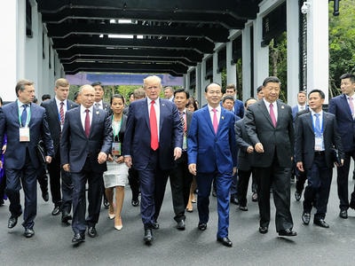 Chủ tịch nước Trần Đại Quang và lãnh đạo các nền kinh tế APEC tại Đà Nẵng. 
