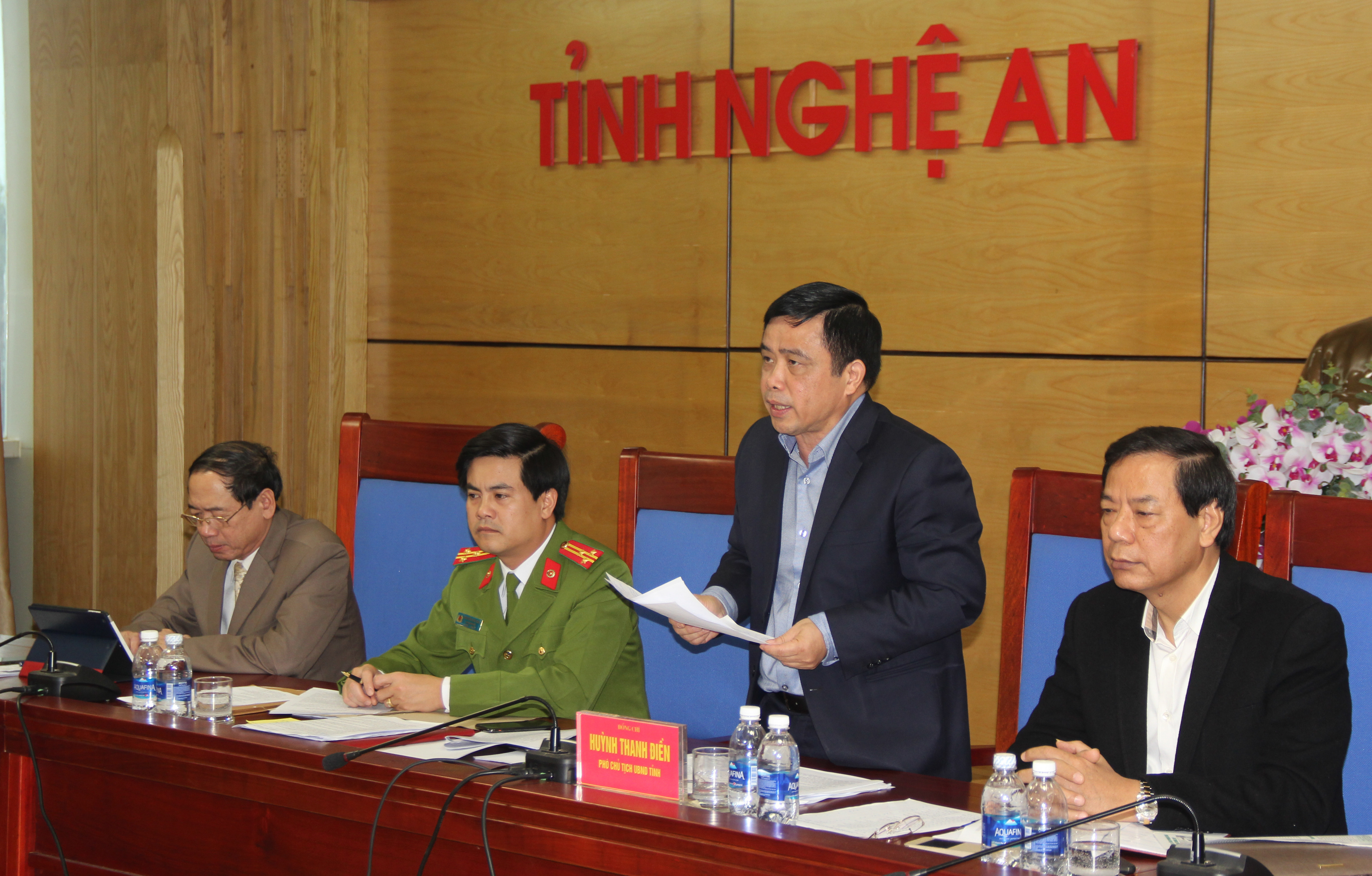 Đồng chí Huỳnh Thanh Điền phát biểu tại hội nghị trực tuyến. Ảnh: Tiến Hùng